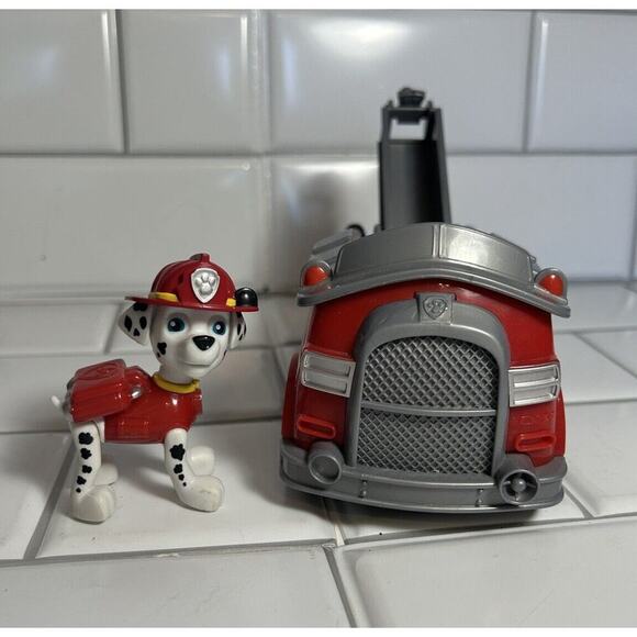 Paw Patrol Fire Truck With Posable Marshall Nick Jr Kids Toy Cartoon Character - Picture 11 of 14